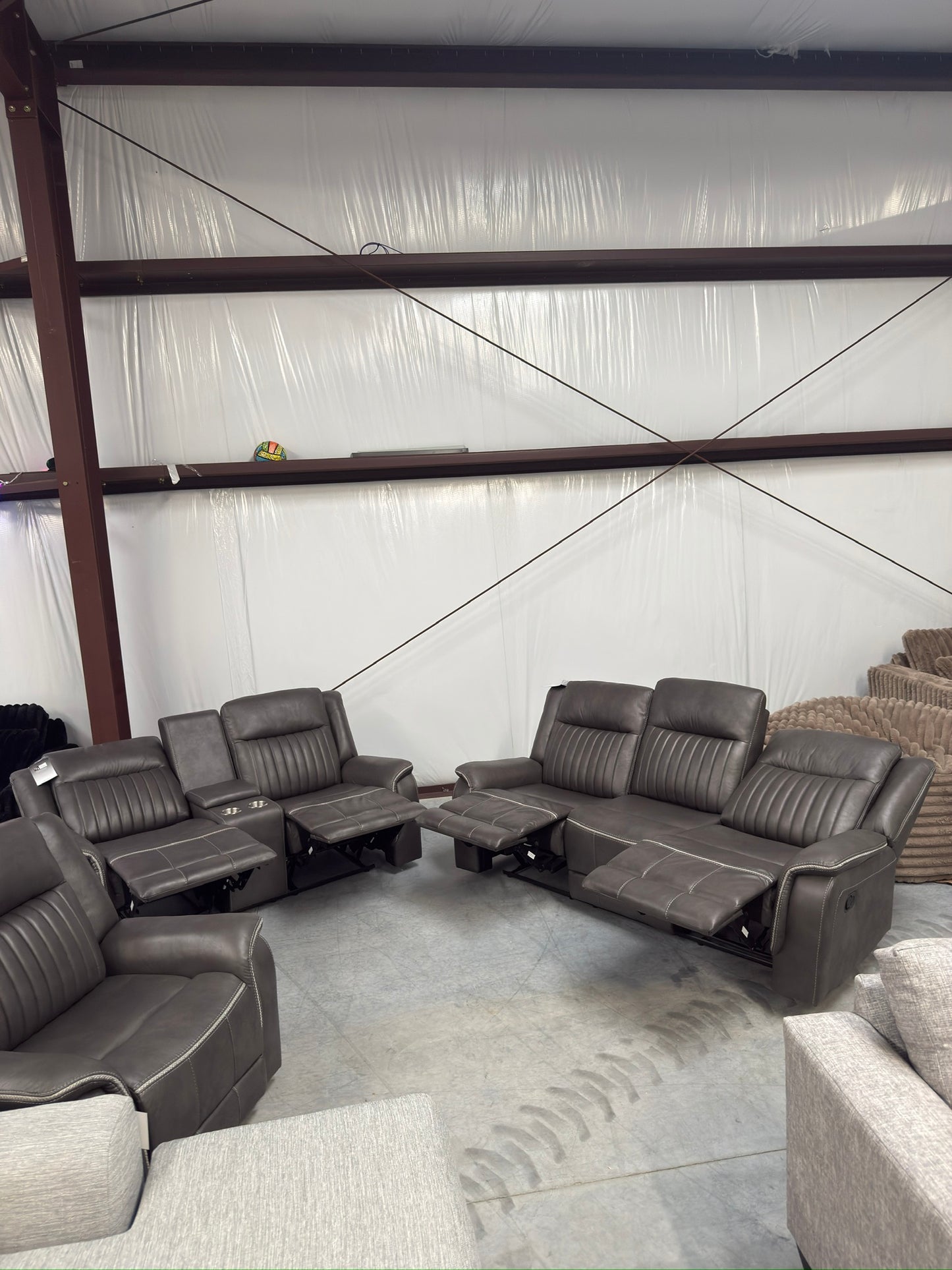 Enzo Gray Reclining Couch and Loveseat