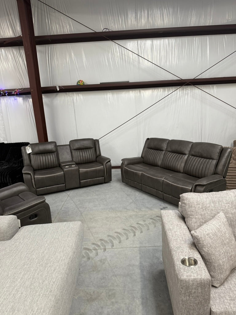 Enzo Gray Reclining Couch and Loveseat